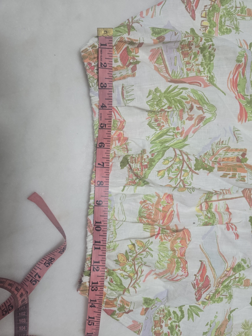 100%Linen Cynthia Rowley White Scenic Floral Square-Neck Top - Picture 8 of 9